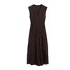 Spring and Summer New Arrival Women's Clothing Nanfa Elegant Brown Drape Elegant V Neck Pleated Mid-Length Dress 6679585