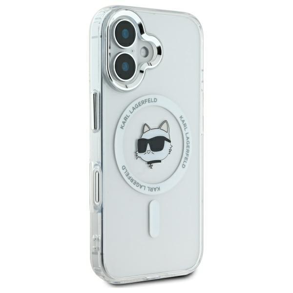 Karl Lagerfeld Klhmp16Shlschh Iphone 16 6.1 Biały/White Hardcase Iml Metal Choupette Head Magsafe