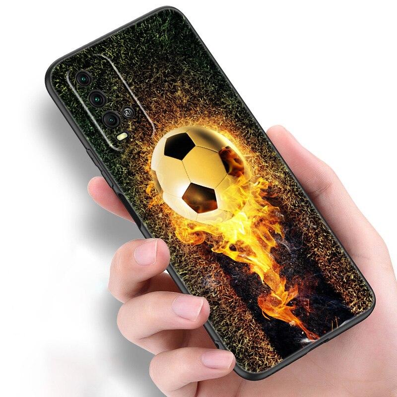 Ogień Piłka nożna Piłka nożna Silikonowe etui na telefon do Xiaomi Redmi Note 11 10 9 8 Pro 11T 10T 10S 9S 8T 9 9A 9C 9T Czarne etui Coque