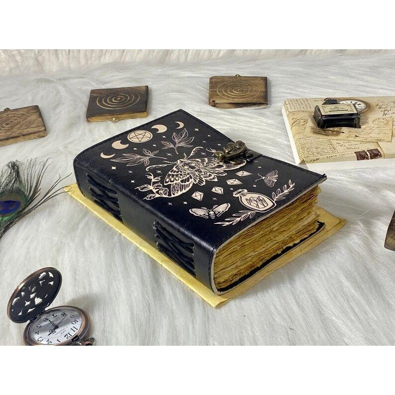 Blank Spell Book of Shadows Luna Moth Journal Witchcraft Supplies Moth Decor and Morpho Butterfly Print