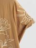 ZAFUL Men's Flower Plant Abstract Embroidery Lapel Collar Short Sleeves Vacation Shirt