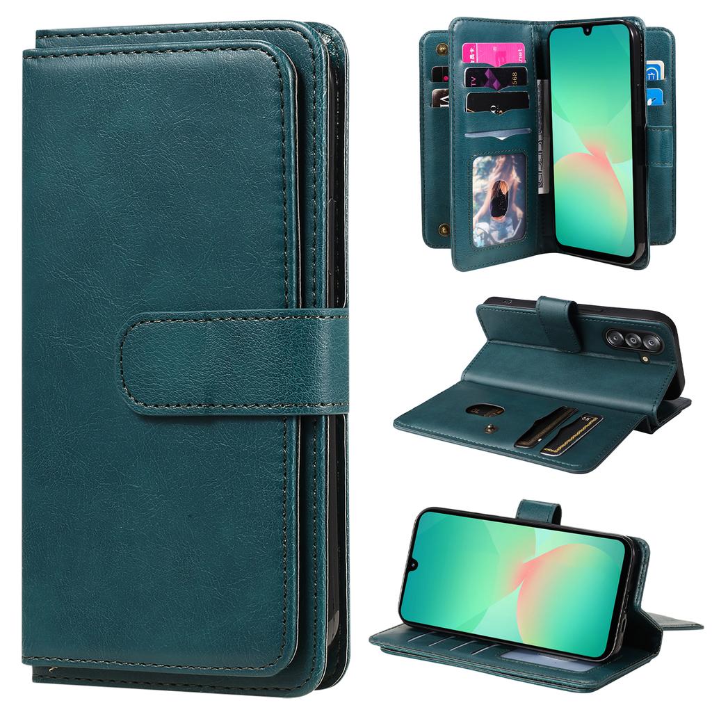 For Samsung Galaxy A17 5G/A17 4G/A26 5G/A16 5G/A16 4G Leather Case with 10 Card Holder Phone Cover Stand