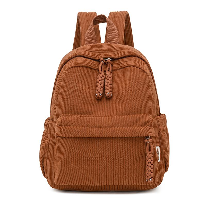 Kordfløyel Skolesekk Dame Ryggsekk Stor Kapasitet Student Reise Ryggsekk