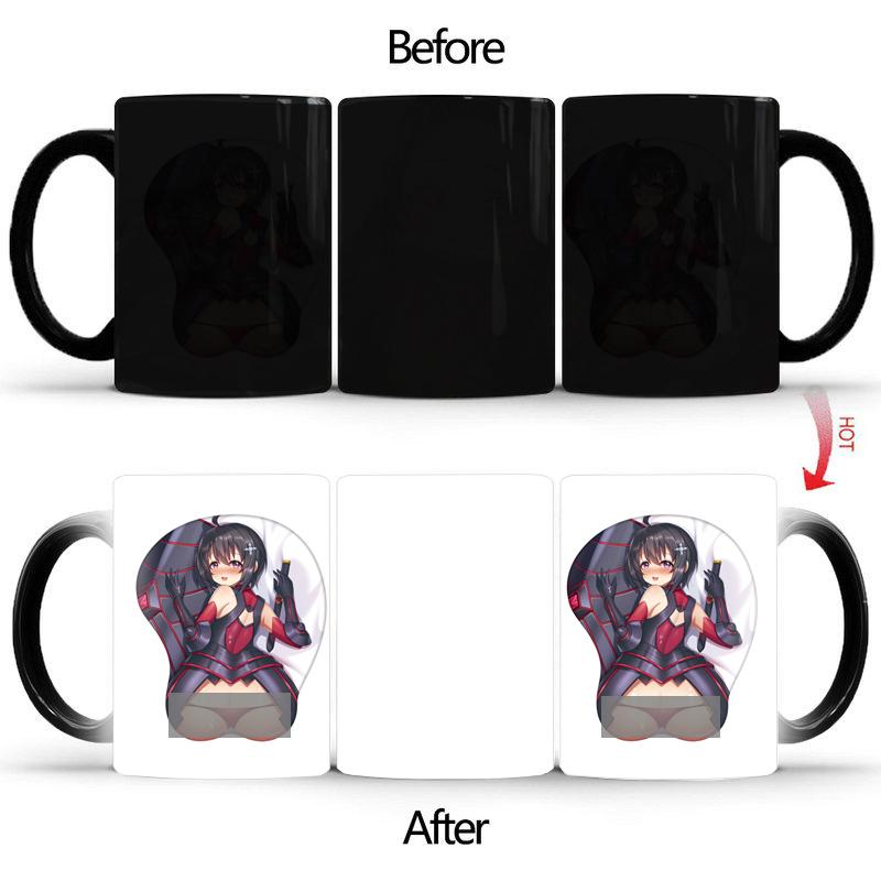 

Кружки для кофе Surprise Girl BSKT-099 Персонализированные подарки Kawaii Кружка Аниме Керамическая чашка Изменение цвета Кружка обесцвечивание Чашки Посуда для напитков 350ml