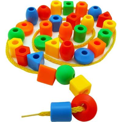 Giocattoli Giocattoli Educativi Giocattoli Perline Arcobaleno da Infilare 25 Perline 3 Fili Montessori Infilare Attività per la Motricità Fine per Bambini Piccoli