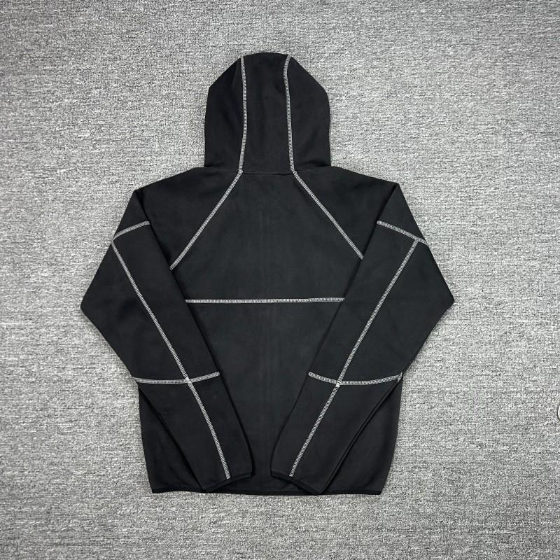 Mens Oversized Cotton Zip-Up Hoodie Jacket With Embroidered Fall Casual Sportswear