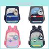 Kids Kindergarten Cartoon Color Block Backpack With Breathable Nylon For School Use