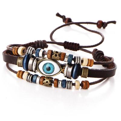 Unisex Klassisches handgefertigtes türkisches Augenlederarmband Verstellbares Armband Armband Charm Schmuck
