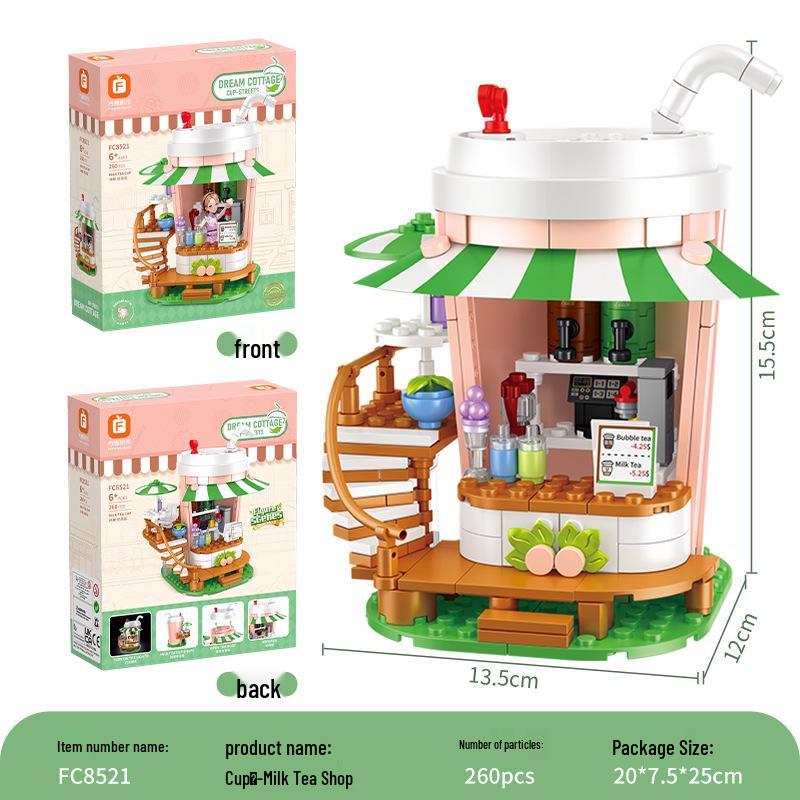 Fangcheng FC8520 Dreamy Cottage Coffee & Milk Tea Shop Building Blocks Toy Set