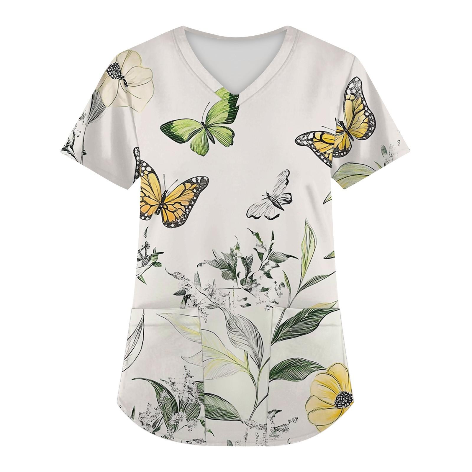 

Жіночий модний V-подібний виріз із короткими рукавами та кишенями, верхній одяг із квітковим принтом XL жовтий