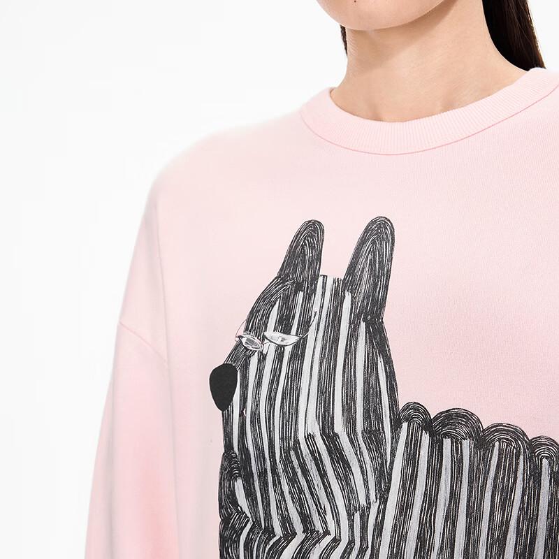 JNBY 2025 Autumn Animal Print Loose Round Neck Sweatshirt