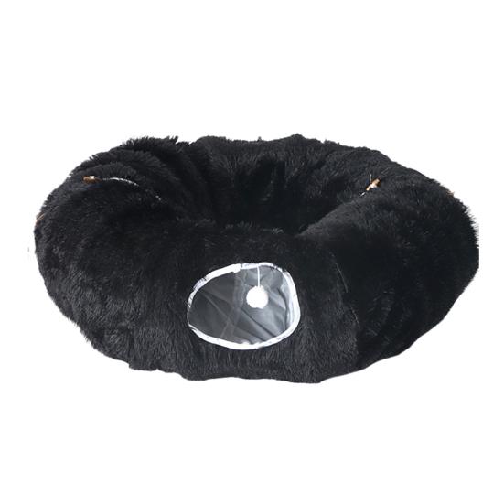 Plush Cat Tunnel Bed with Hanging Balls Washable Indoor Kittens Donut Tunnel Toy Small Large Cats Pets Round Peekaboo Cave Play Tunnel Pet Supplies