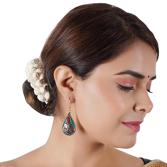 Non-precious Metal Dangling Handmade Lightweight Hook Tibetan Style Earrings for Women