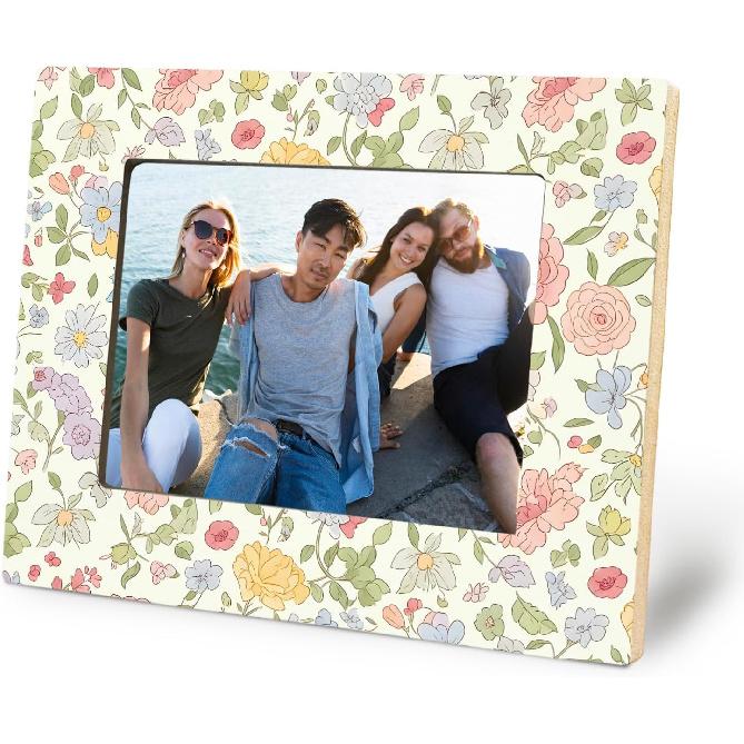 Pink Chinoiserie Floral Picture Frame 5x7, Love Shack Fancy Room Decor, Grandmillennial French Toile Flower Photo Picture Frames for Desk Tabletop Botanical