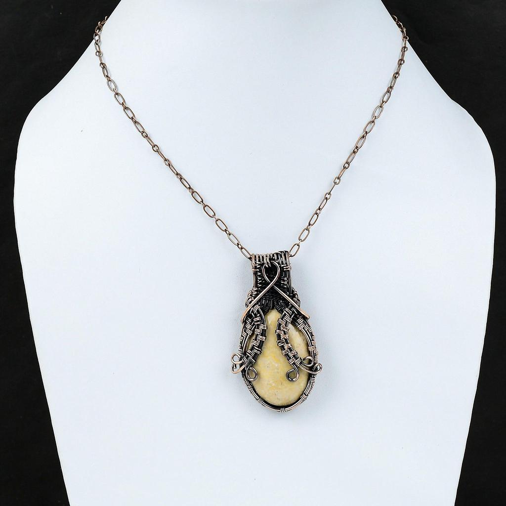 Fossil Coral Pendant Copper Wire Wrapped Pendant Brand New Pendant Gemstone Copper Jewelry Handmade Pendant Gift For Women Wire Wrap Jewelry