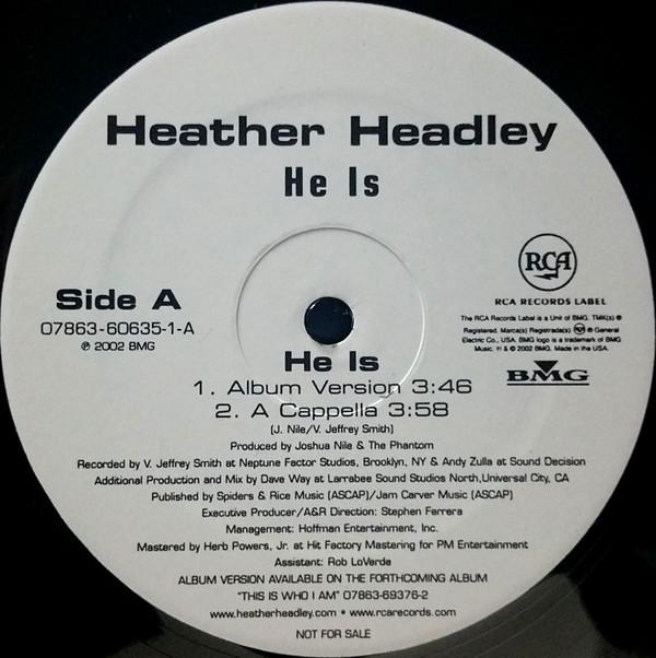 

12inch Record HEATHER HEADLEY - He Is 07863606351 RCA 2002 US Rap & Hip-Hop/R&B Used