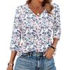 Women's V Neck 3/4 Sleeve Tops Casual T Shirts Basic Summer Tees Loose Fit Fall Pullover Tunic