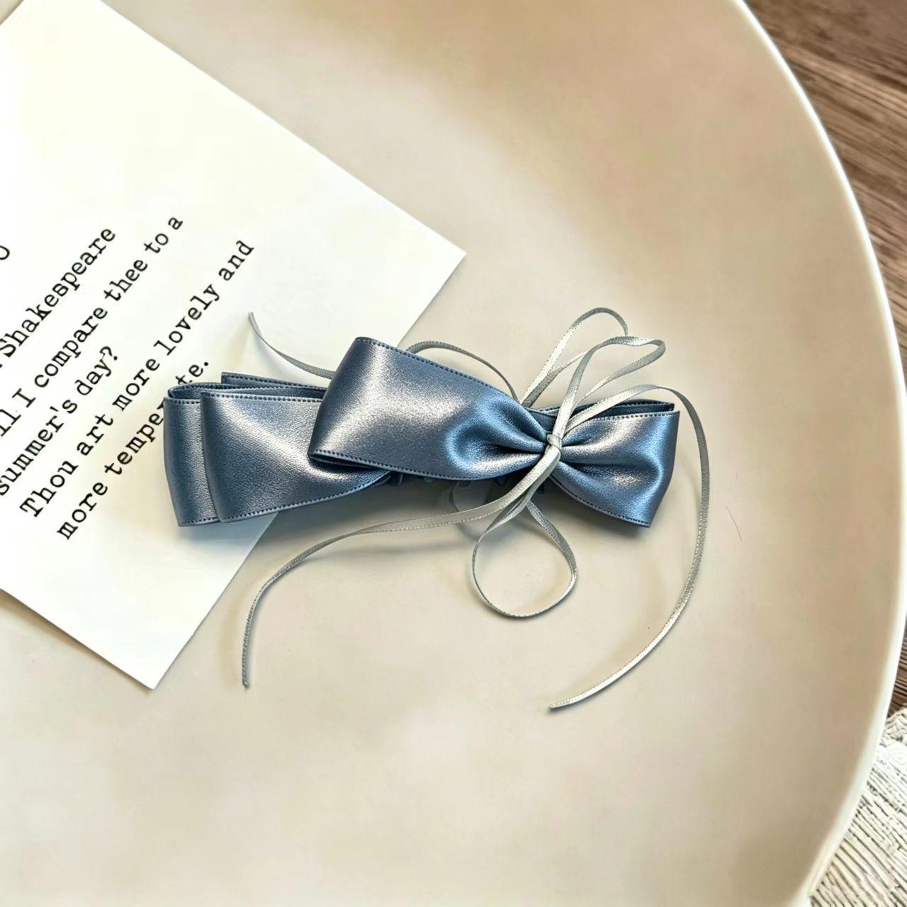 Elegant Satin Bow Pleated Banana Clip for Updo Hairstyles