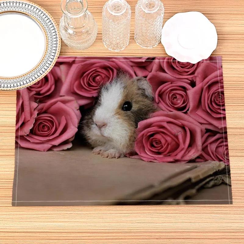 

Dutch Mouse Placemat Linen Fabric Table Mats Family Dinner Tableware Kitchen Table Mat 30X45cm 2pcs 30x45cm
