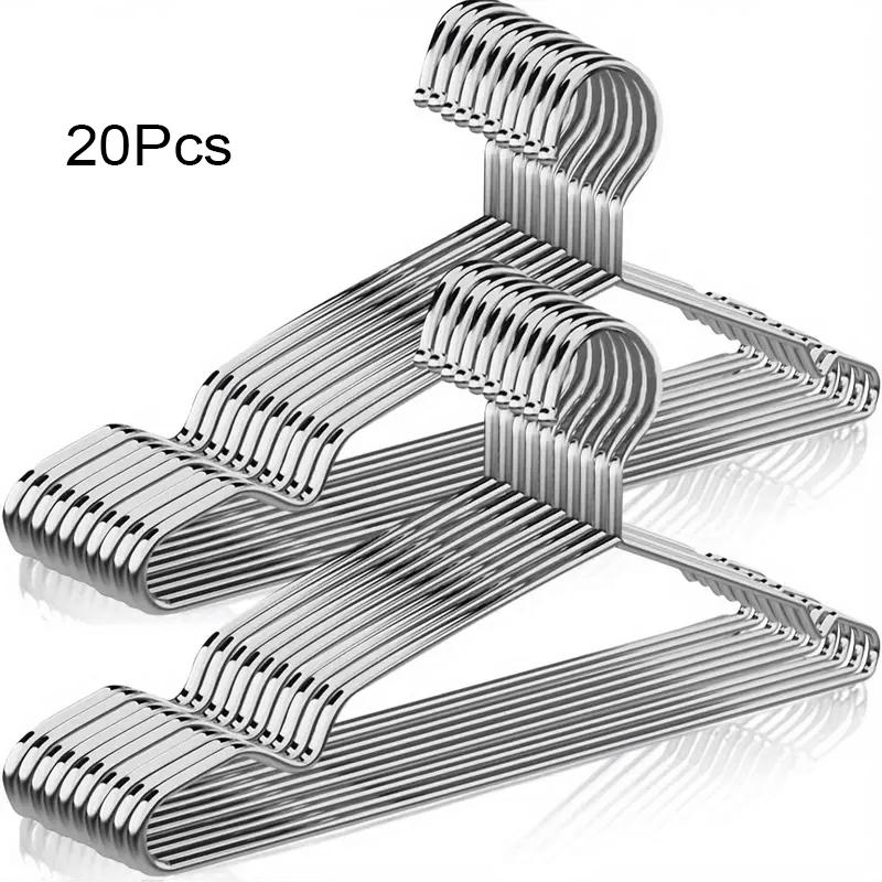 10/20/30pcs Metal Clothes Hangers With Shoulder Grooves, Non-slip Clothes Drying Rack, Heavy Duty Coat Hangers For Closet,
