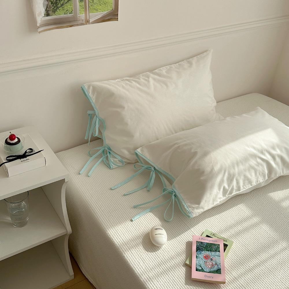 2PCS Soft Bow Pillow Cover Nordic Style Pillow Case Comfortable Cushion Covers  Girls Bedding