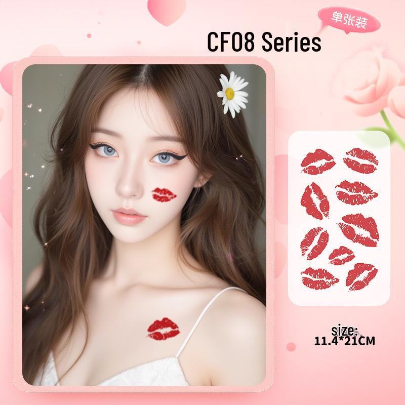 High-Quality Red Lips and Heart Temporary Tattoo Stickers for Valentine's Day or Qixi Confession