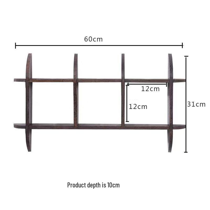 Chinese Solid Wood Wall-Mounted Teacup Rack - Antique Curio Shelf and Tea Set Display Stand