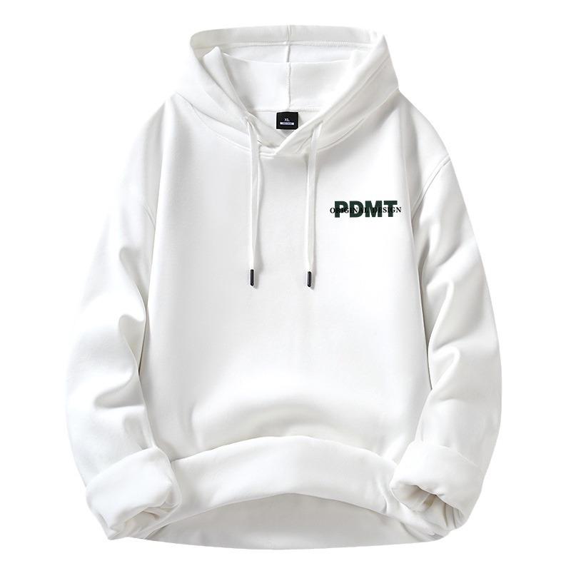 

Мужская белая толстовка с капюшоном, утепленная толстовка, мужская весна, осень и зима, новый хлопковый свитер, утолщенная свободная куртка XXL: Recommended 150-82.5kg