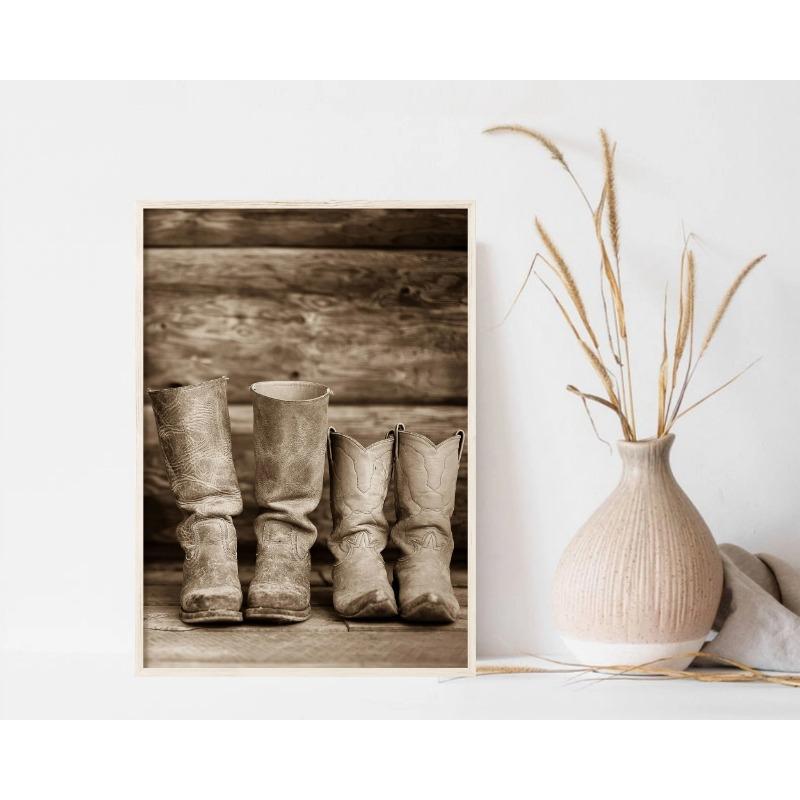 Southwest Rustic Western Farmhouse Photo Highland Cow Posters and Prints Canvas Printing Wall Art Picture for Living Room Decor