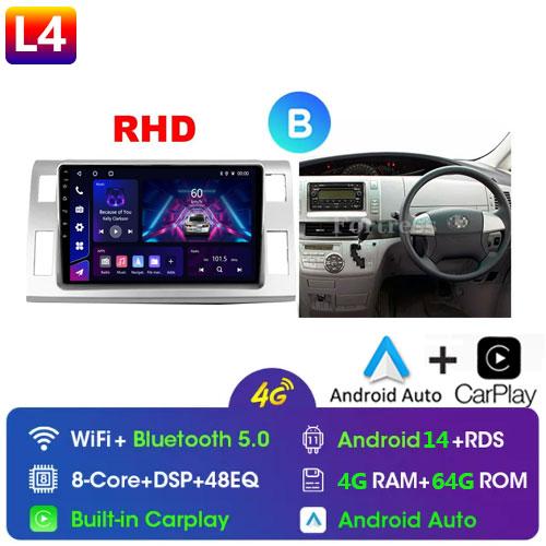 Android 14 Carplay WIFI+4G Car Radio For Toyota Previa 3 III XR50 Estima 2006-2019 Multimedia Player GPS 2din Head Unit Stereo