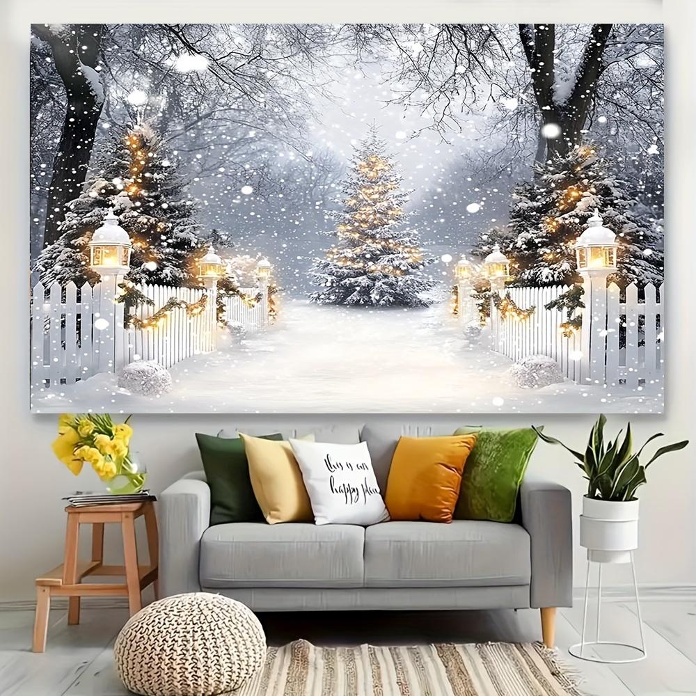 1Pcs Winter Snow Forest Pine Trees Decoration Background Winter Backdrop Decorations For Photo Studio Photo Booth Christmas Party