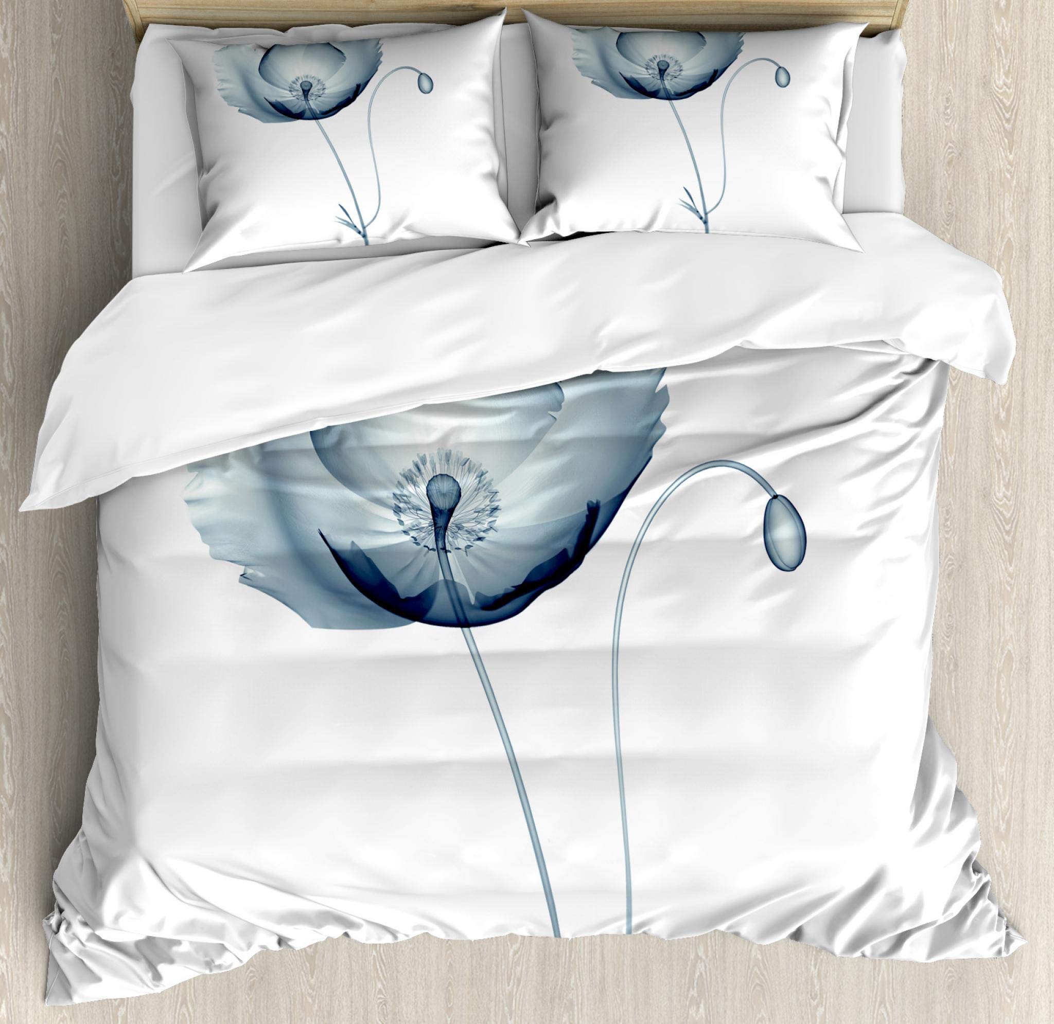 

Квітковий підодіяльник Квіти маку Яскраві пелюстки Бутони Пасторальна чистота Природний дизайн Декоративна постільна білизна Червоно-зелений для дорослих жінок 173x218cm 2pcs