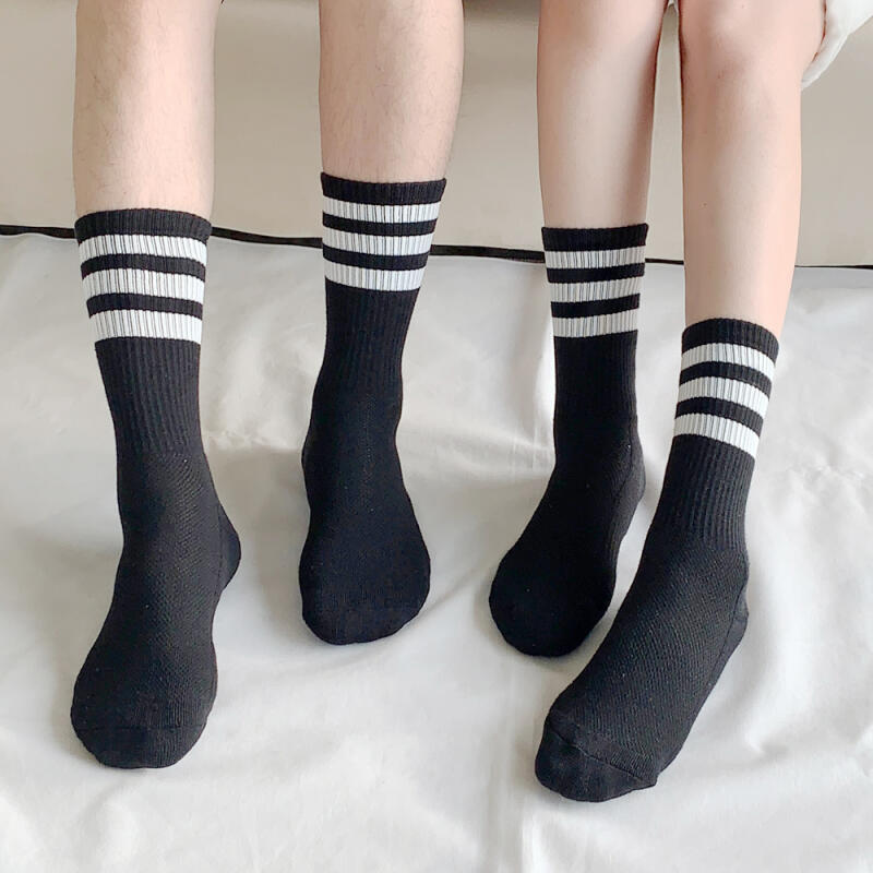 [5-Paar-Set] Herren- und Damensocken mit doppelter Polsterung, 3-Streifen-Netz, lang