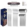 24Pcs Gold Tableware Sets Stainless Steel Cutlery Knife Tea Fork Coffee Spoon Flatware Dishwasher Safe Dinner Kitchen Dinnerware