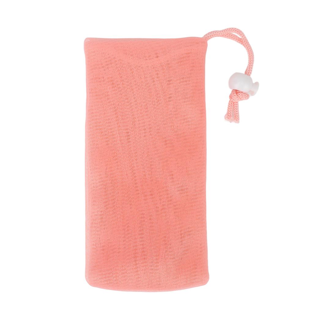 Mesh Soap Pouch Exfoliating Soft Drawstring Design Soap Foaming Net for Body Facial Cleaning Pink 5pcs
