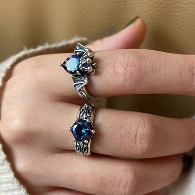 New Arrival Retro Crown Devil Shiny CZ Zircon Star Thai Silver Female Party Ring  For Women Never Fade Cheap Gifts