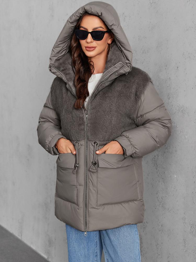 Cinemore Zimní péřová bunda Dámská Krátká Klasický design na zip Kapsa Stojáček Kapuce Slim Kabát Dámské Parky 9031