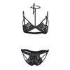 Women's Sexy Fashion Color Mesh Underwear See-through Lace Bra Set