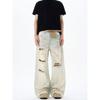 Kisko New High Street Dirty-Dyed Ripped Vibe Washed Jeans Unisex Trendy Brand Cool Loose Straight Pants
