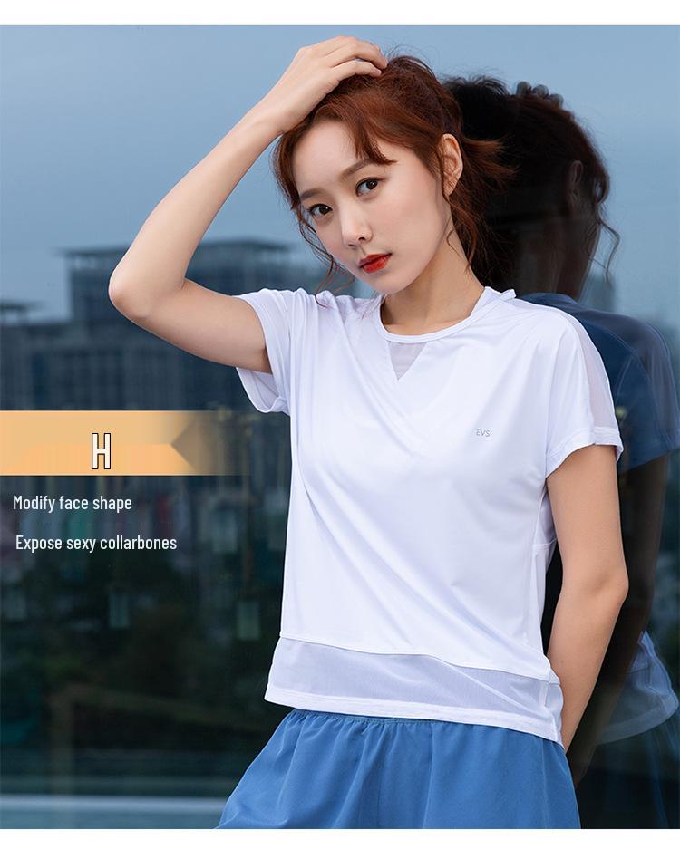 Women s 2020 Summer Mesh Patchwork Quick-Dry Yoga T-Shirt - Loose, Breathable Fitness Top 2XL