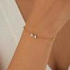 Gold Plated Bow CZ Beaded Bracelet, Dainty Butterfly Bow Charm Link Chain with Clear Zircon, Cute Everyday Jewelry for Women Gift