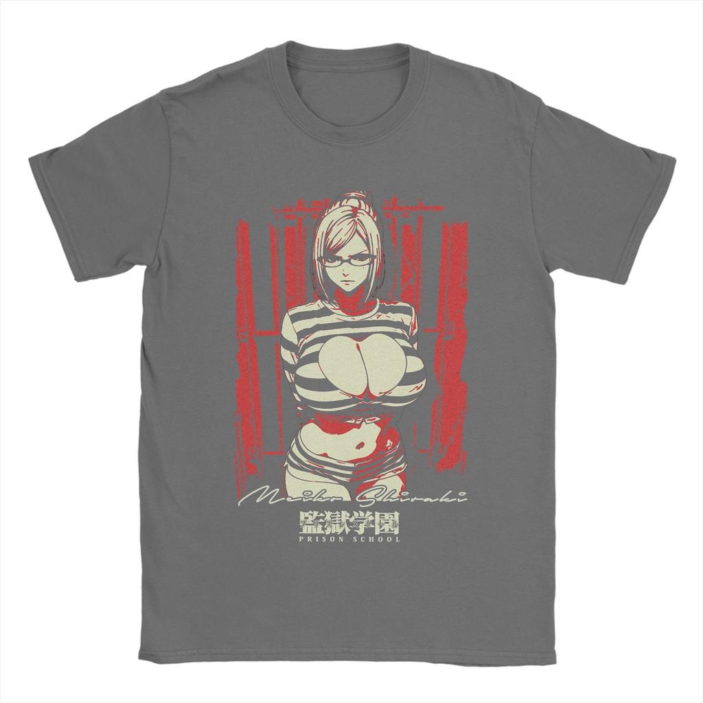 Men T-Shirts Meiko Shiraki Prison School Awesome 100% Cotton Tees Short Sleeve T Shirt Crewneck Tops Summer