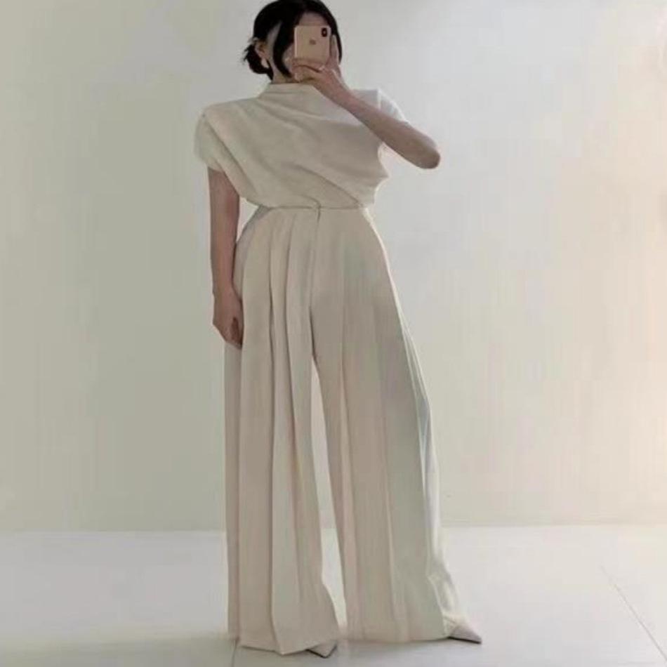 2024 Spring Women's European & American Loose Wide Leg Pleated Pants - High Fashion Drapey Casual Style