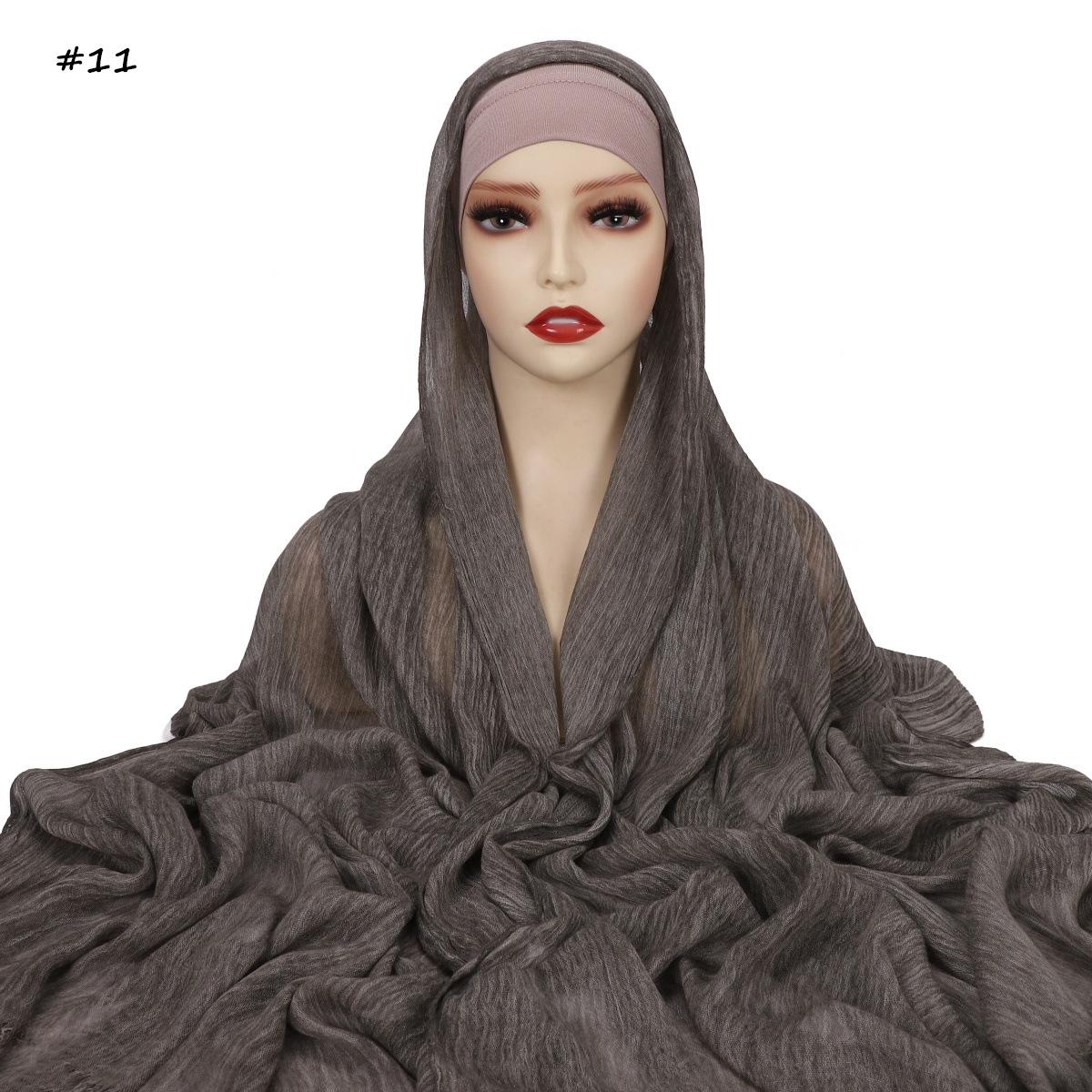 

Ramadan Crinkle Rayon Hijabs with Cap Muslim Hijabs for Women Shawls Solid Instant Headscarf Wraps Stripe Islamic Turban Foulard