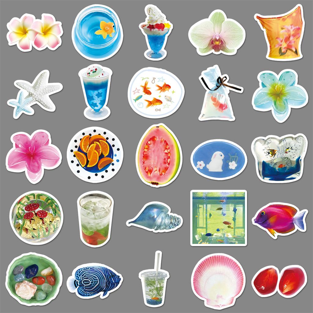 50 Tropischer Sommer Ins Fengshou Account Sticker Guka Kreative Dekoration Handy Tablet Koffer Aufkleber Wasserdicht