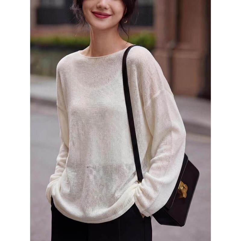 Basic House Women s Tencel Blend Knit Long-Sleeve Top XL