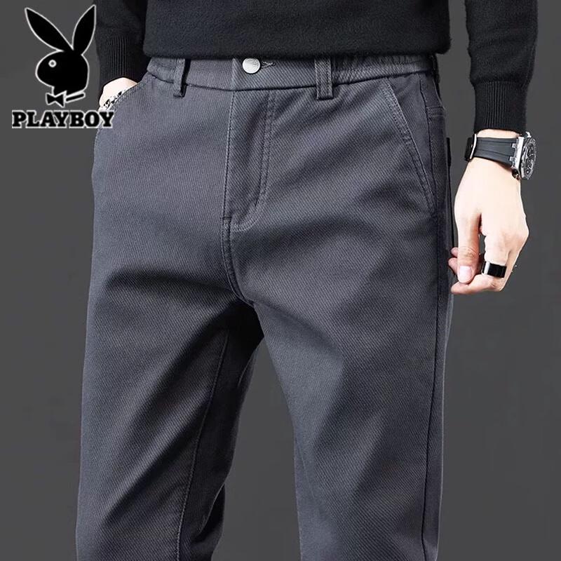 PLAYBOY Men's Elastic Straight Casual Pants