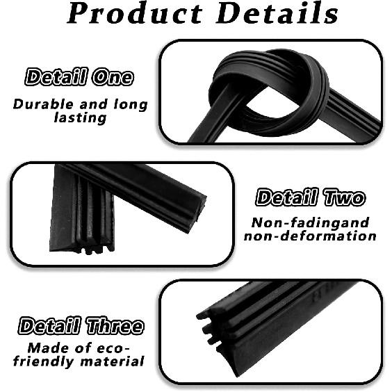4 Pack Windshield Wiper Blades Refills, DIY Adjustable Windscreen Wiper Rubber Strips, Frameless Window Boneless Ert Silicone Strips, Universal For