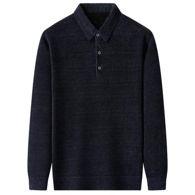 Spring and Autumn New Men's Long Sleeve Lapel with Velvet Polo T Shirt Warm Sweater Men