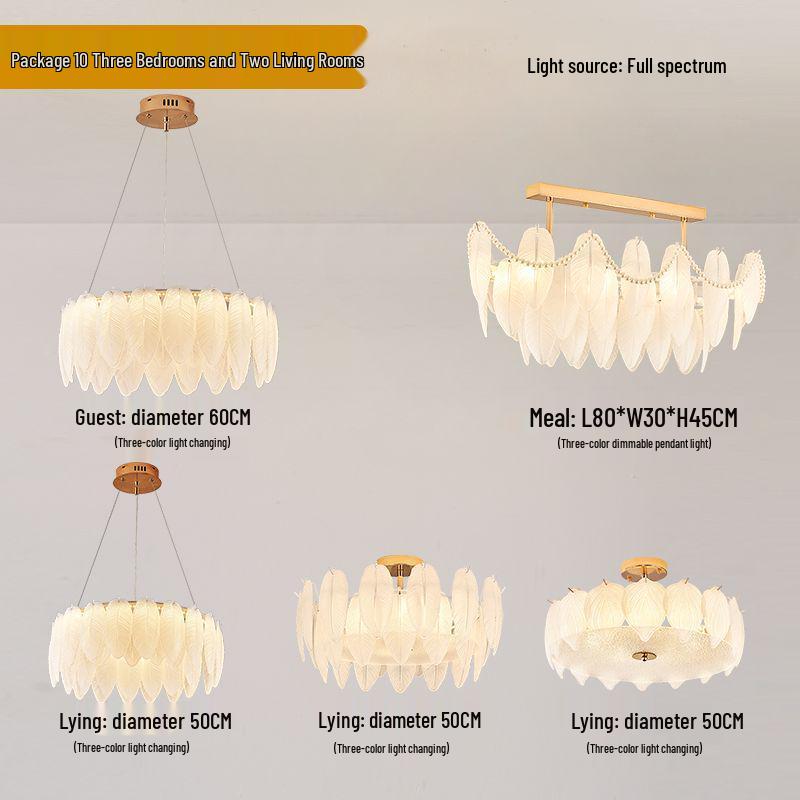 Modern French Cream Feather Pearl Chandelier - Stylish Post-Modern Living Room and Bedroom Lighting